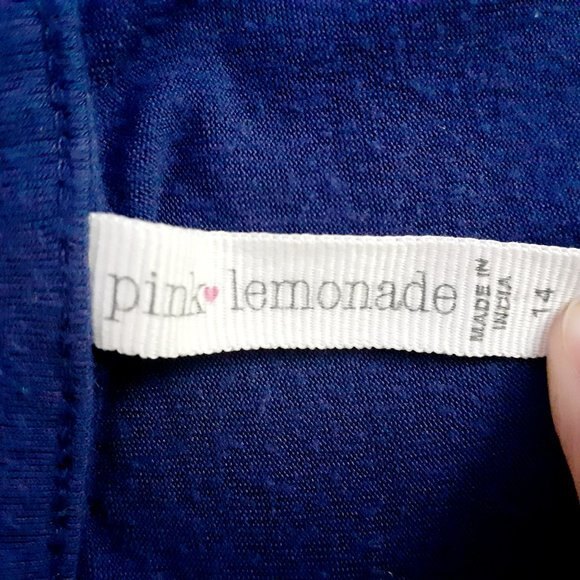 Pink Lemonade Navy Floral Embroidered Trim Pullover Tank Top Size 14 - Picture 8 of 12